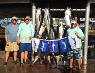 yellowfin tuna, blue marlin and white marlin flags. mgfc