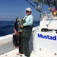yellowfin tuna with shark bite photo. MGFC. Kevin Beach