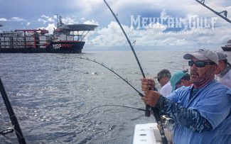 yellowfin tuna three up. Colin Byrd, MGFC photo. July 2016